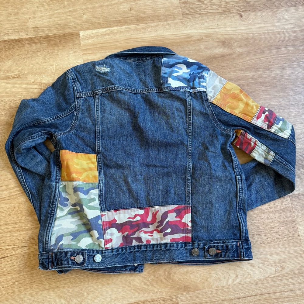 Gap Multicolor Camouflage Patchwork Denim Jacket … - image 4